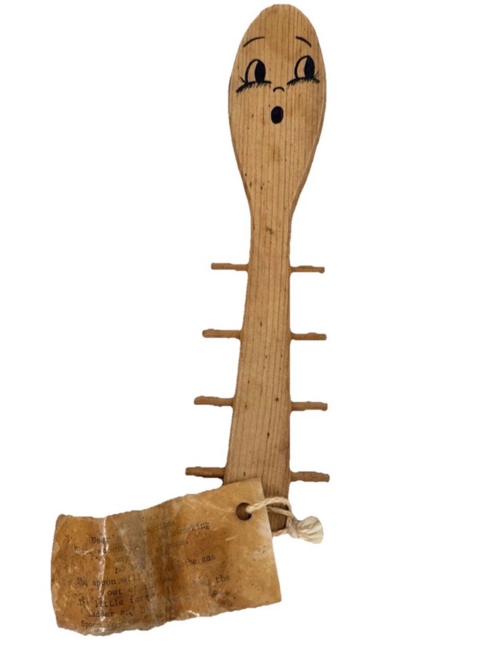 VTG Wooden Bean Spoon Folk Art Gag Gift Retro Novelty Kitchen Decor Primitive